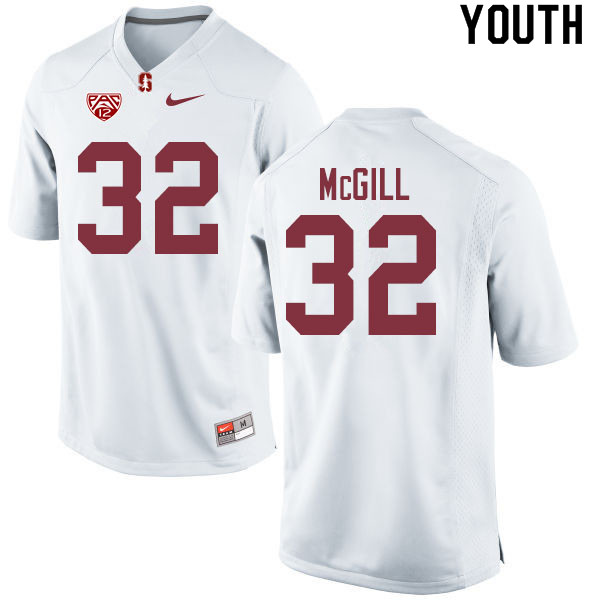 Youth #32 Jonathan McGill Stanford Cardinal College Football Jerseys Sale-White - Click Image to Close